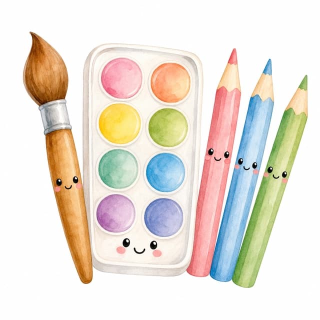 رسمة الرسم والفن بأسلوب كتاب الأطفال